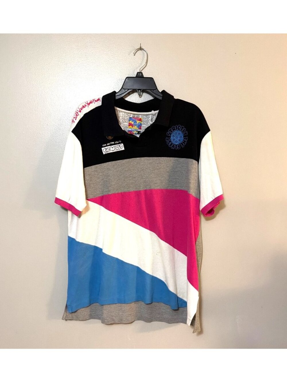 Born Fly Colorblock Polo Shirt With Graphic Prints & Logos X-Large Multicolor